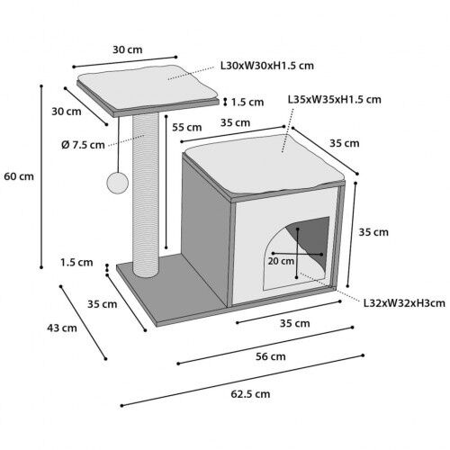 Rascador para gato color Marr&oacute;n y blanco, , large Imagen numero 2