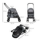 PawHut Cochecito para Mascotas Plegable Carrito para Perros y Gatos con Ventanas de Malla Cojín Lavable Correas de Seguridad Cubierta de Tela Oxford y Marco de Acero 82x47x97 cm Gris., , large image number null