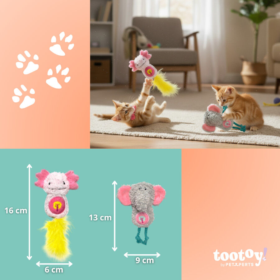 Tootoy! Peluches con Catnip Elefante & Ajolote para gatitos, , large Imagen numero 6
