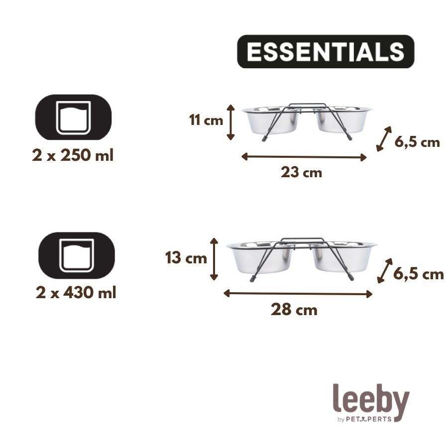 Leeby Comedero Doble de Acero Inoxidable con Soporte para perros y gatos, , large Imagen numero 4