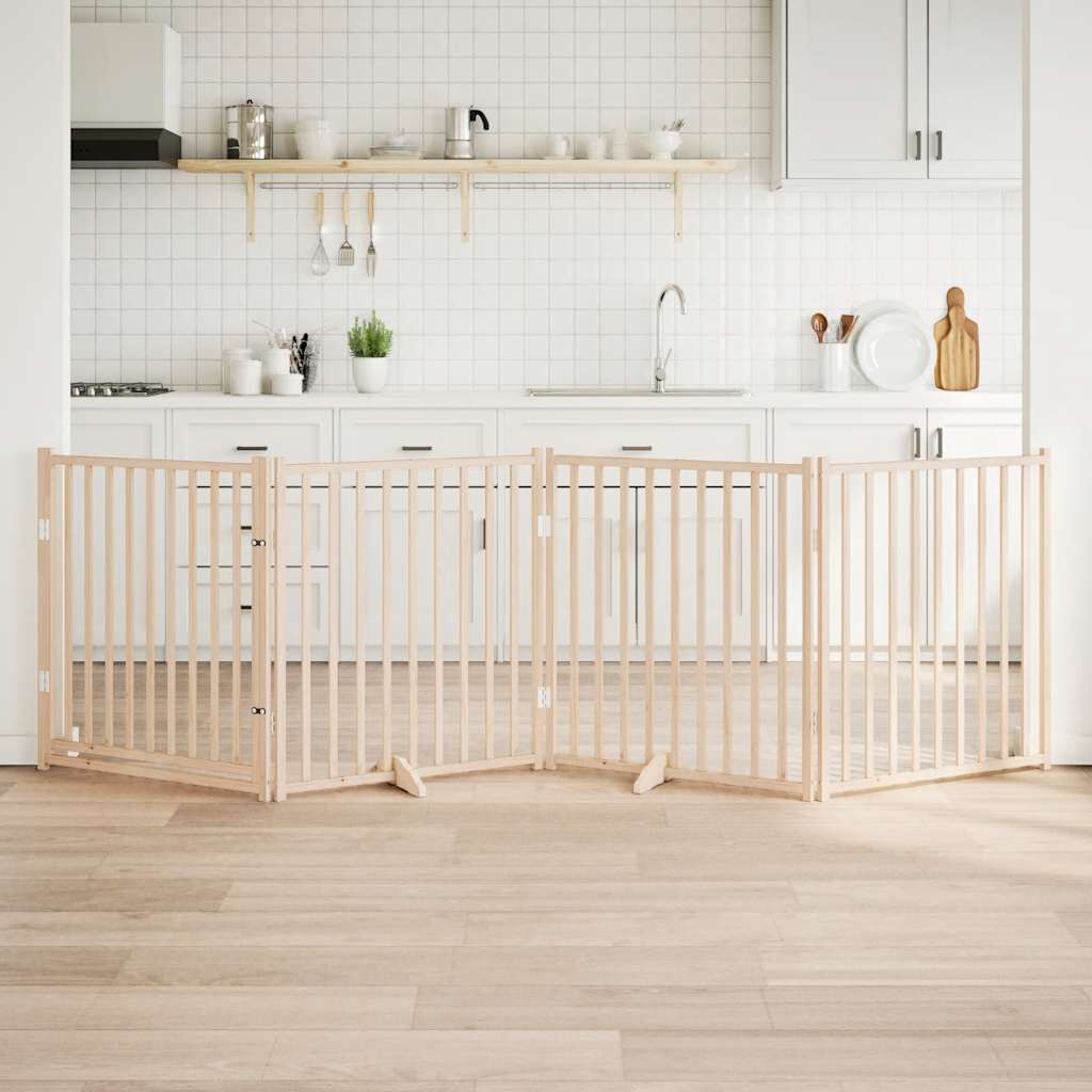 vidaXL Puerta para Perros Plegable Paneles Puerta Mascotas Madera de Álamo thumbnail