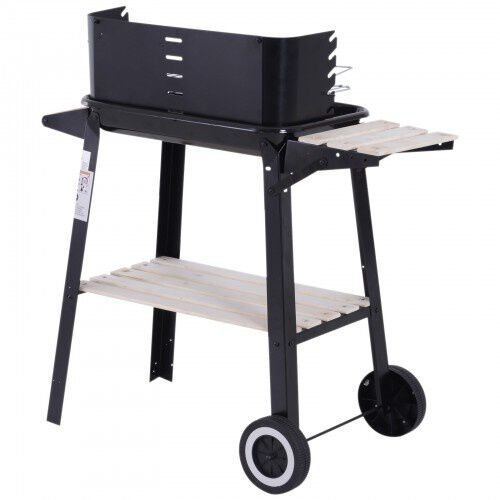 Barbacoa de Carb&oacute;n Vegetal Parrillas Ajustables con Estantes y Ruedas color Negro color Negro, , large Imagen numero 2