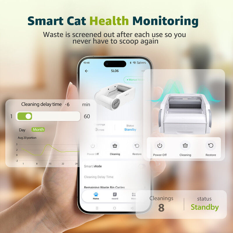 Nobleza Arenero Autom&aacute;tico Gatos Autolimpiable Abierto Smart, Caja de Arena Inteligente con App y Sensor Infrarrojo Antiatrapamiento, Gran Capacidad para Varios Gatos, Inodoro El&eacute;ctrico Silencioso, , large Imagen numero 3