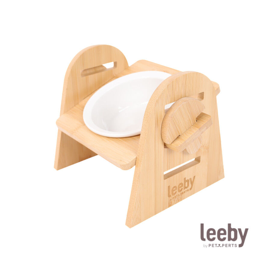Leeby Comedero Elevado de Madera y Cer&aacute;mica para perros y gatos, , large Imagen numero 2