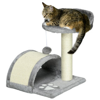 PawHut Árbol Rascador con Poste Tablero para Rascar Plataformas y Juguete de Bola Colgante  para Gatos