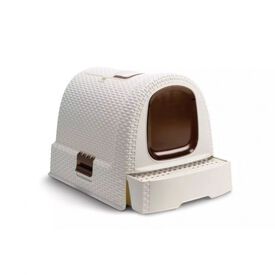 Caja cubierta de arena para gatos color Blanco