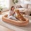 COSTWAY Cama para Perros de Tama&ntilde;o Humano, con Base Antideslizante, Borde Desmontable, Funda de Felpa Lavable y Manta, Cama Perro Viscoelastica para Sal&oacute;n y Dormitorio, 185 x 78 x 21 cm, , large indicador imagen numero 2
