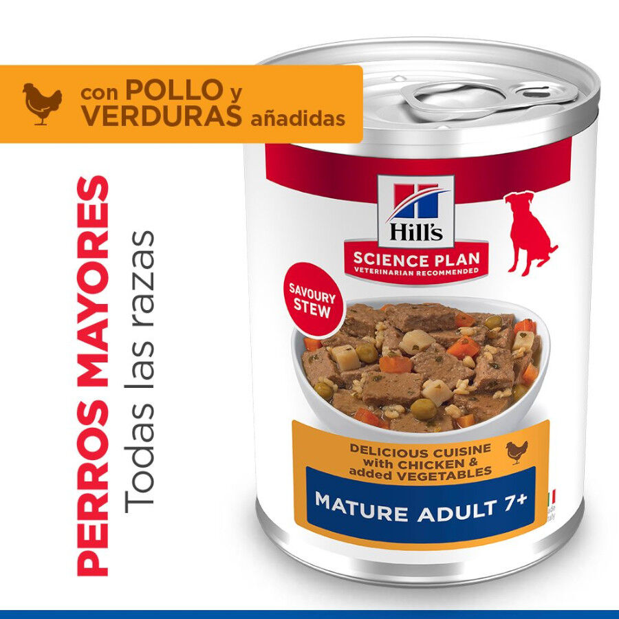 363 g Hill's Science Plan Mature Estofado con pollo y verduras lata para perros, , large Imagen numero 2