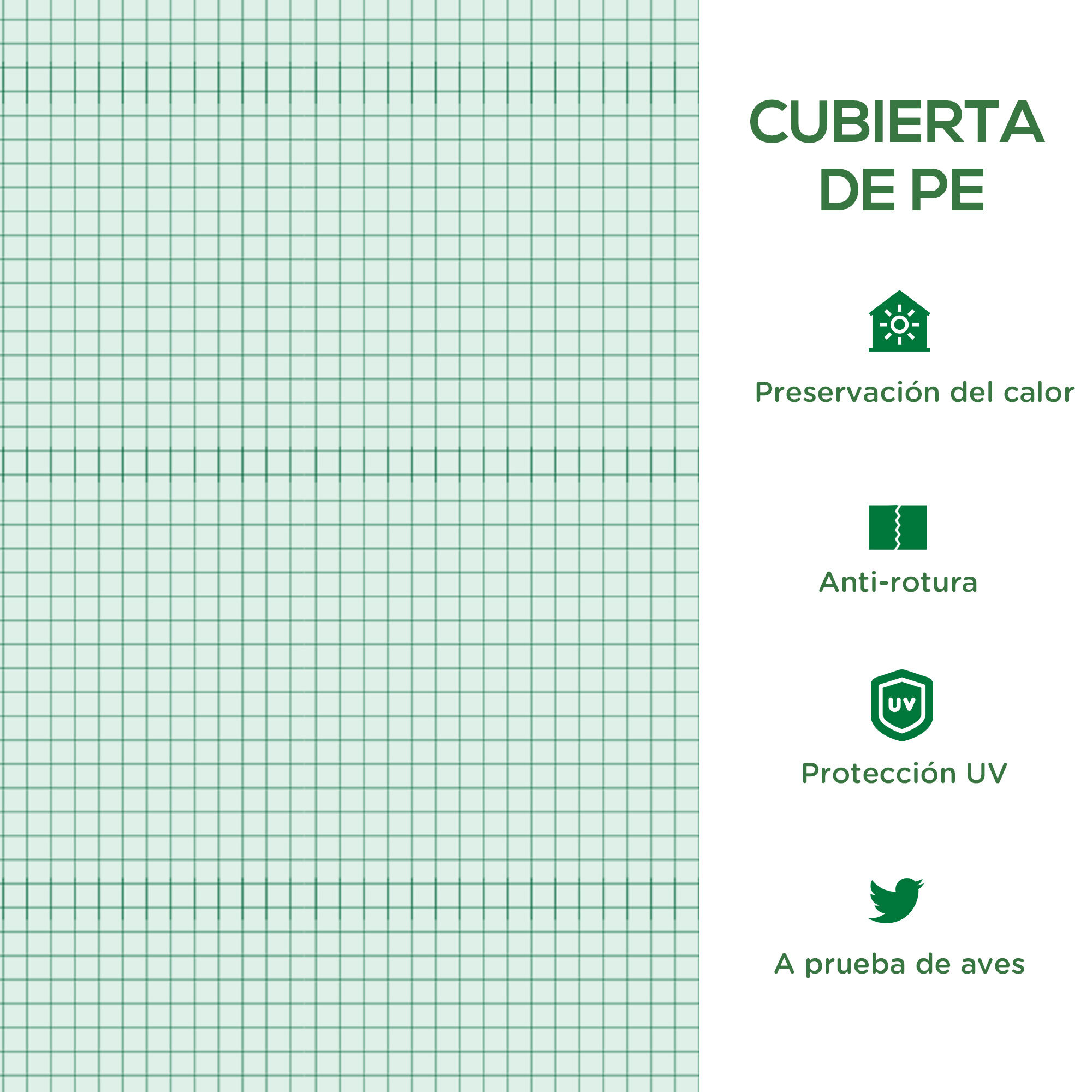 Outsunny Cubierta de Invernadero de T&uacute;nel 250x200x200 cm Cubierta de Repuesto Invernadero Polietileno con 4 Ventanas y Puerta Enrollable Protecci&oacute;n de Plantas para Jard&iacute;n Verde, , large Imagen numero 5