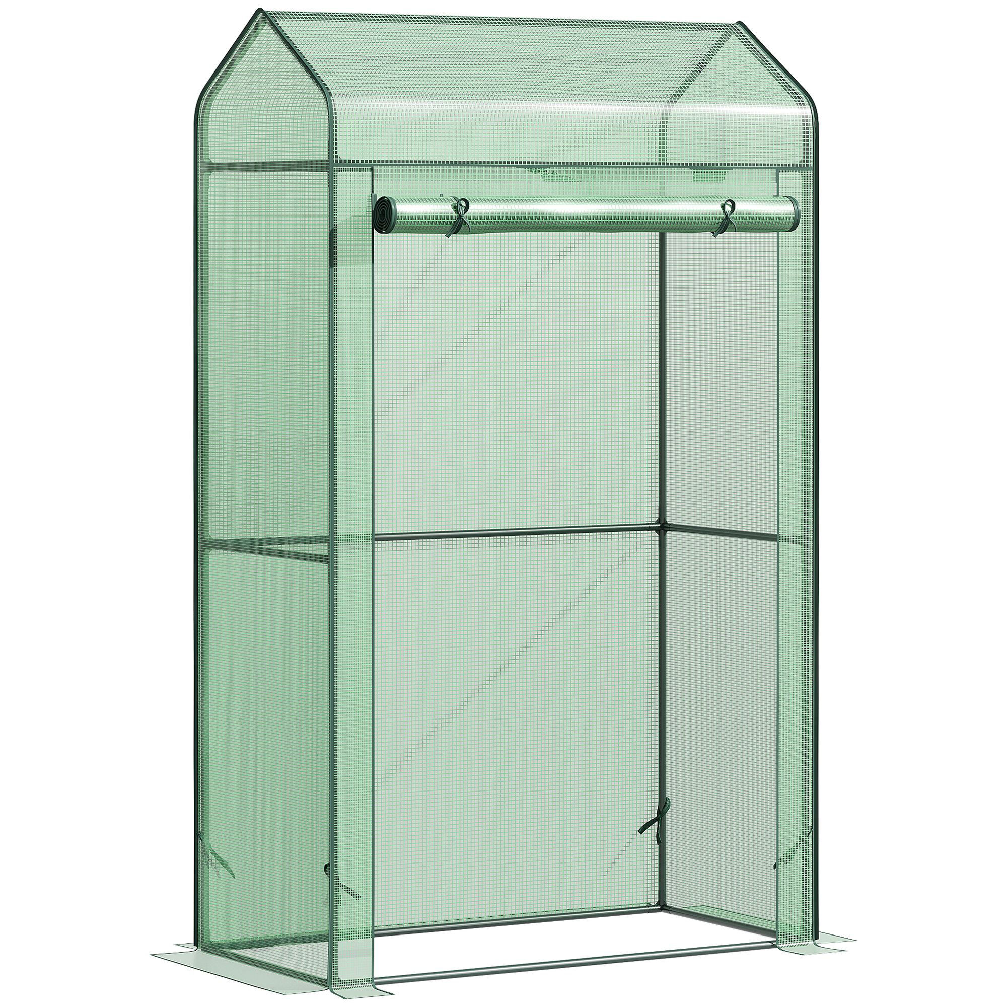 Outsunny Invernadero de Exterior Vivero Casero con Puerta Enrollable Cubierta de PE y Marco de Metal para Cultivos Plantas Tomates Terraza Patio 100x51x170 cm Verde, , large Imagen numero 1