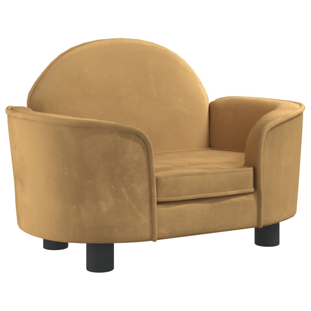 vidaXL Cama para perros de terciopelo marr&oacute;n 66x40x45 cm, , large Imagen numero 1