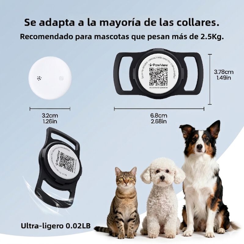 Pawview Localizador Inteligente para Mascotas, Rastreador Perros y Gatos Compatible con Apple Find My y Android Find Hub, Funda de Silicona Antidesgarros con C&oacute;digo QR, Sin Suscripci&oacute;n. Rosa, , large Imagen numero 3
