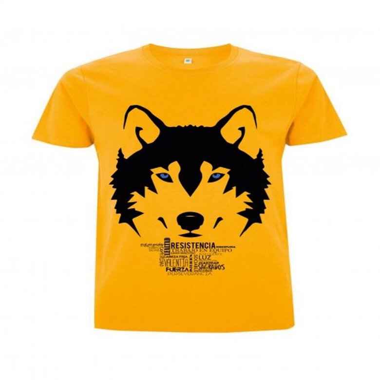 Animal totem camiseta manga corta algodón lobo amarillo para hombres, , large image number null