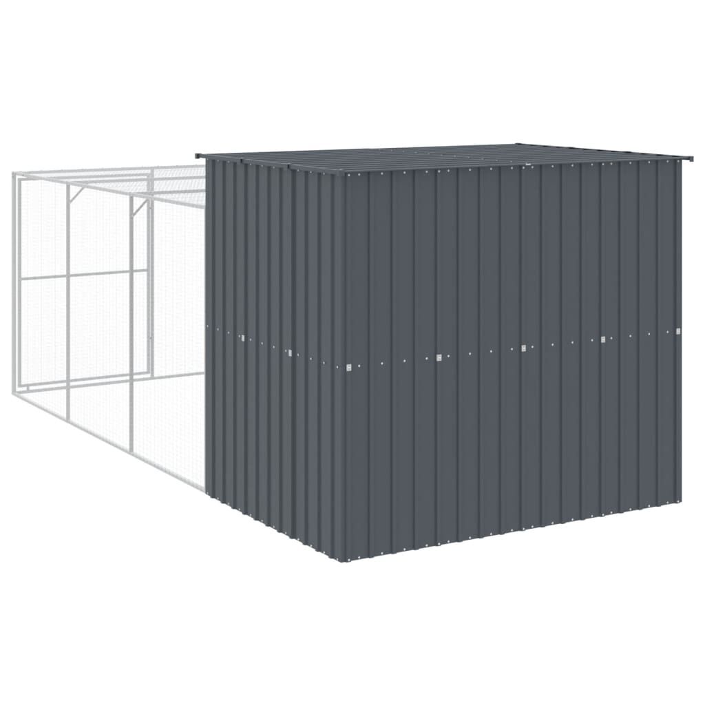 vidaXL Caseta perros con corral acero galvanizado gris 214x1069x181 cm, , large Imagen numero 26