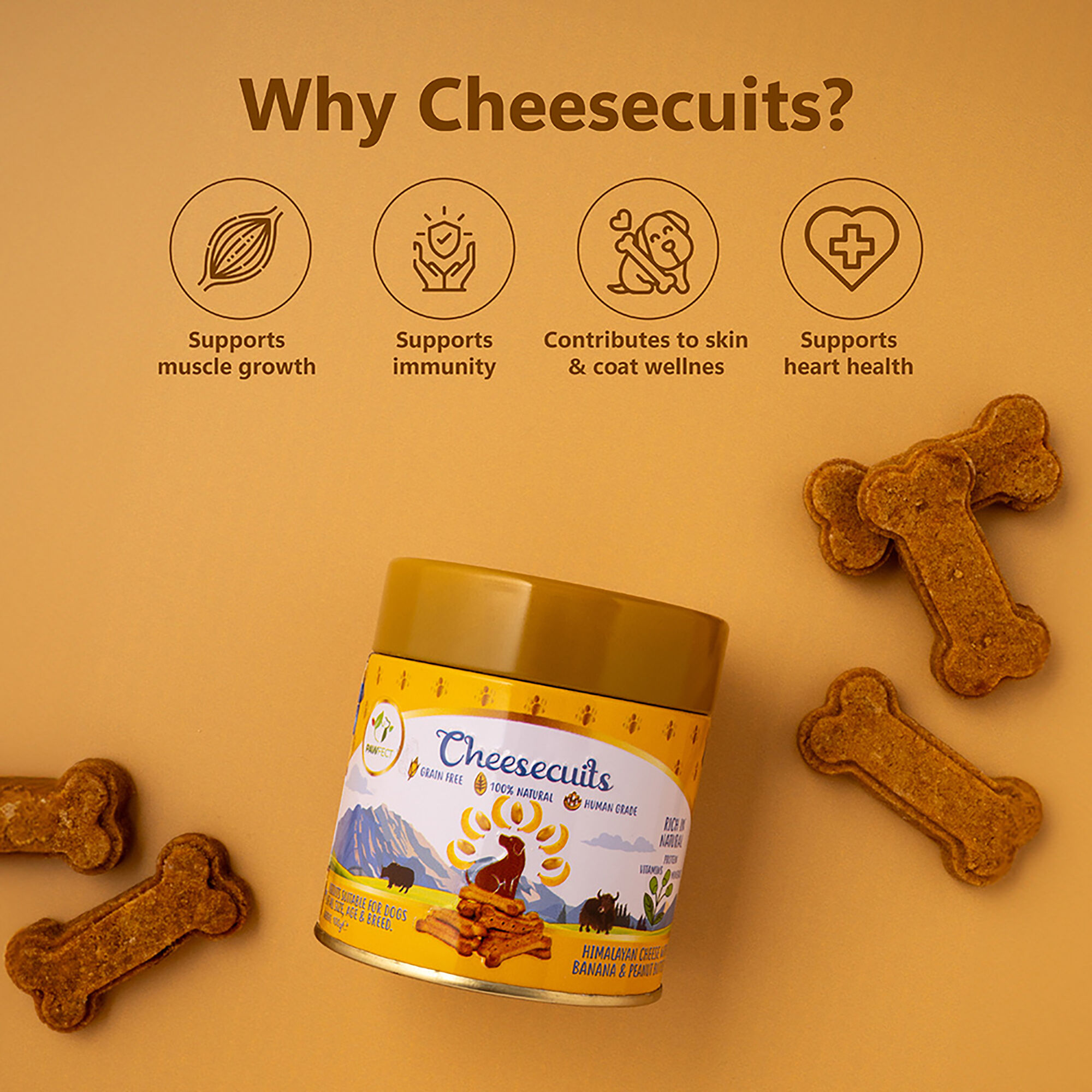 Galletas de queso para perros con pl&aacute;tano y mantequilla de man&iacute; - Cheesecuits (100 g/3,53 oz), , large Imagen numero 5