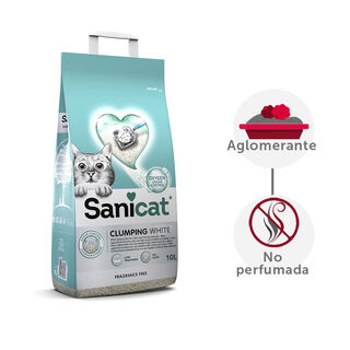 Sanicat Clumping White Arena Blanca Aglomerante sin perfume para gatos