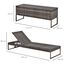 Outsunny Conjunto de 2 Tumbonas de Jardín con Cojines Acolchados Ratán con Mesa Auxiliar para Piscina o Terraza Carga 160kg 195x60x86 cm Acero Gris, , large indicador imagen numero 3