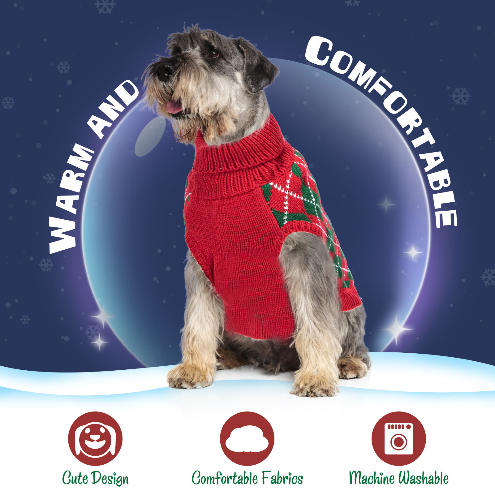 Nobleza - Jerseys de Navidad para Perros y Gatitos, Navidad Mascotas Su&eacute;ter, Jersey para Perros y Gatitos, Ropa de Invierno c&aacute;lida Ropa de Invierno Adecuado para Perros Peque&ntilde;os y Medianos, (Rojo, XL), , large Imagen numero 3