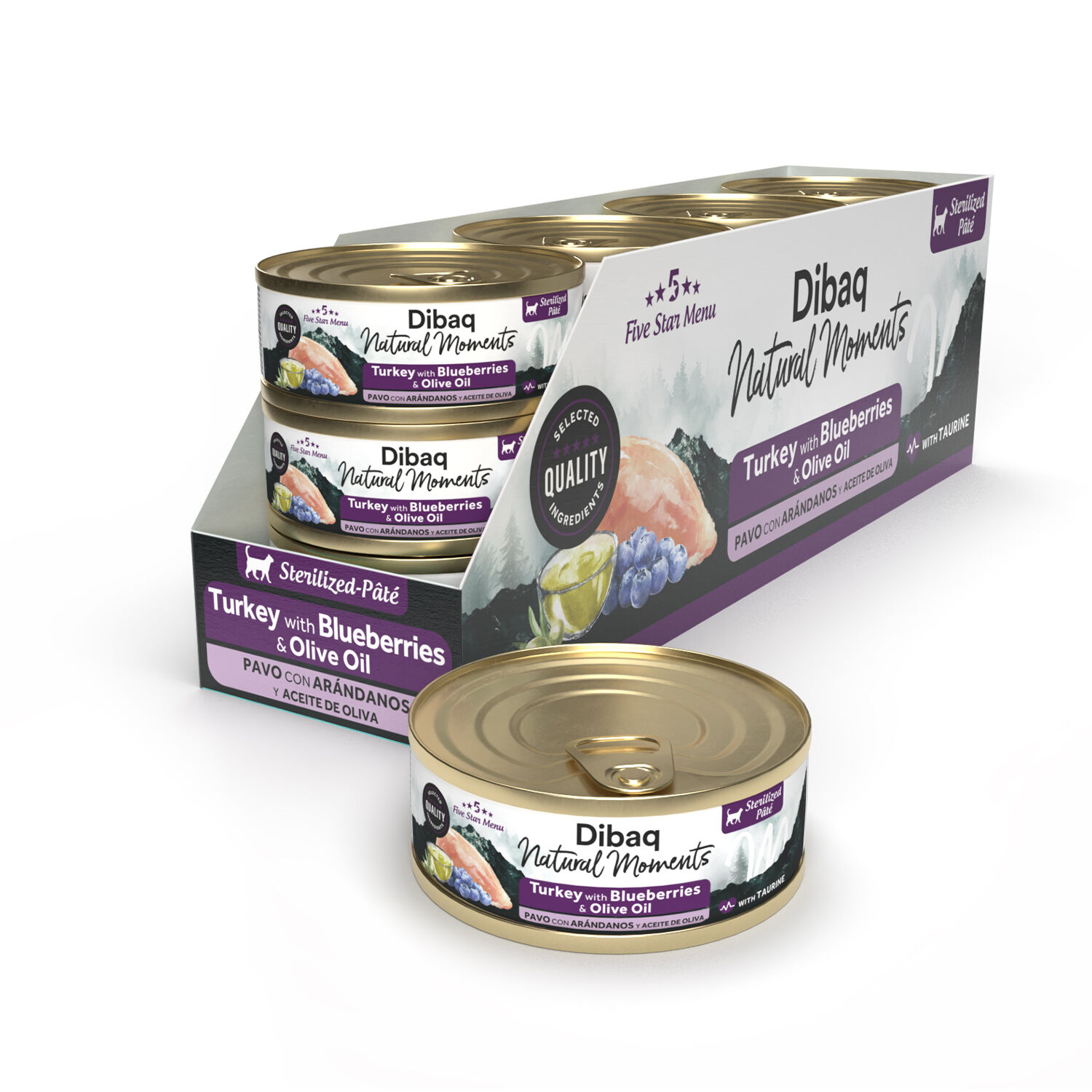 Dibaq Natural Moments 5 Star Esterilizado Pavo con Ar&aacute;ndanos, 12 latas x 70gr, , large Imagen numero 2