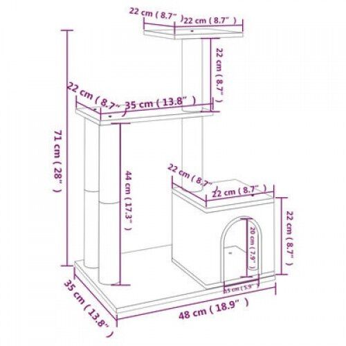 Vidaxl rascador con casa gris para gatos, , large Imagen numero 5
