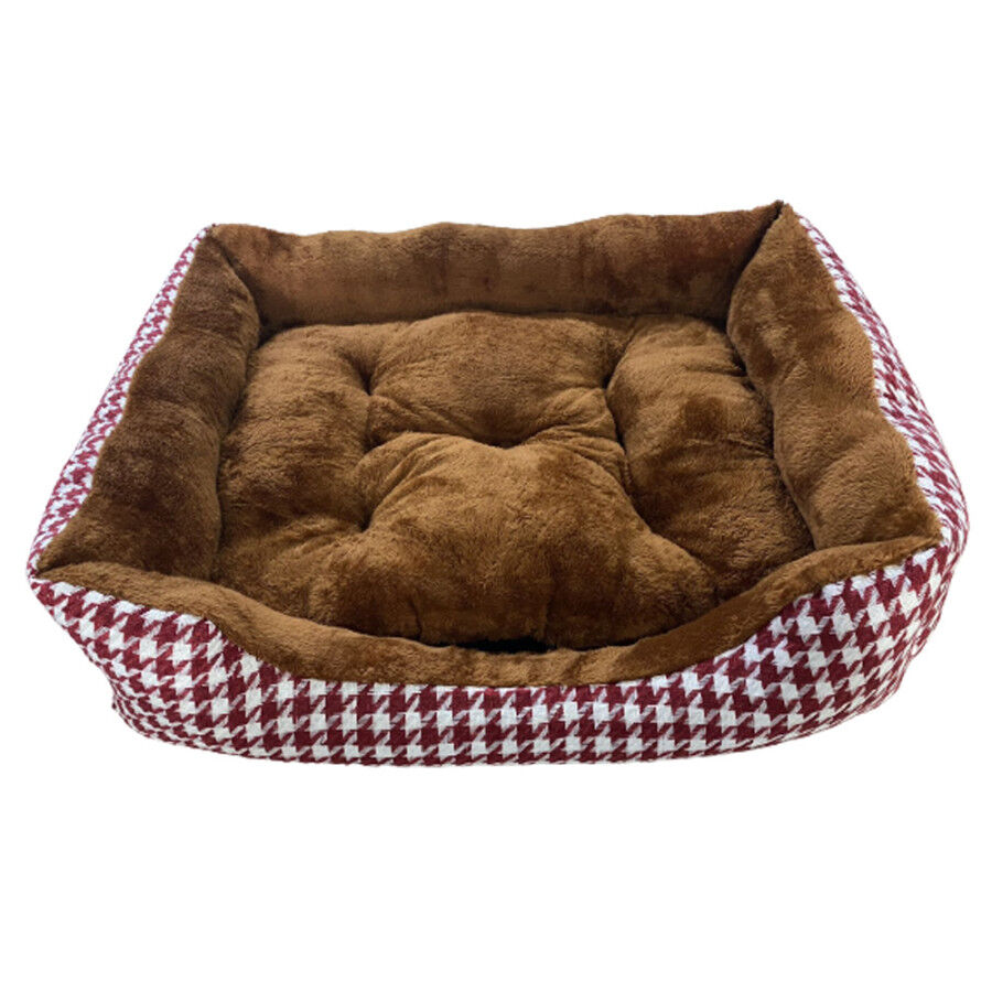 REINO MANSIDI Elegante Cama de cuadros Rojos para mascotas thumbnail