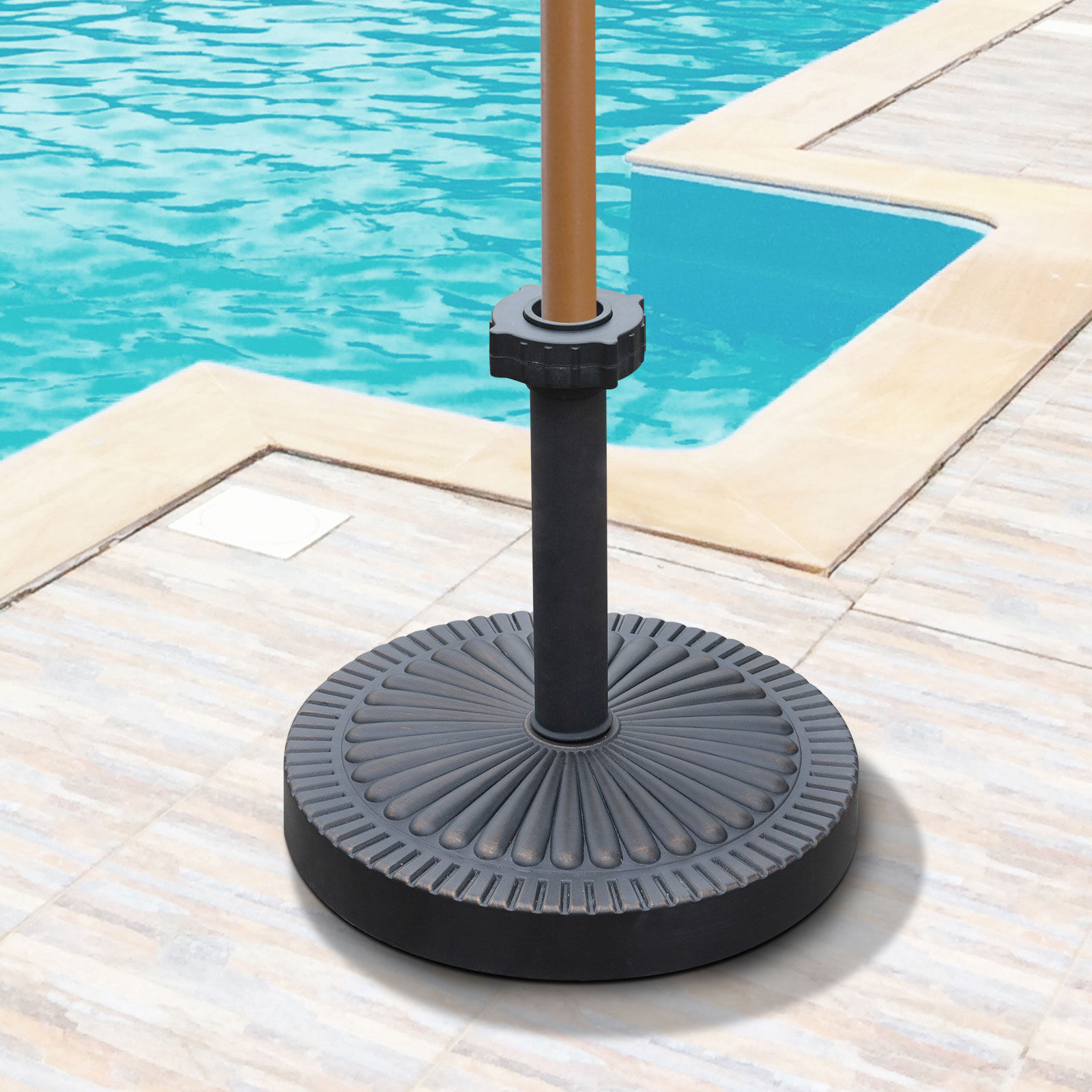 Outsunny Base de Sombrilla Ajustable Universal Pie de Parasol de Cemento Playa Soporte de Sombrilla Redondo Patio Jard&iacute;n Estilo Retro &Phi;44.5x43.5cm HDPE, , large Imagen numero 2