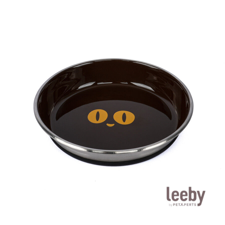 Leeby Comedero Acero Inoxidable Antideslizante Marr&oacute;n para gatos, , large Imagen numero 2
