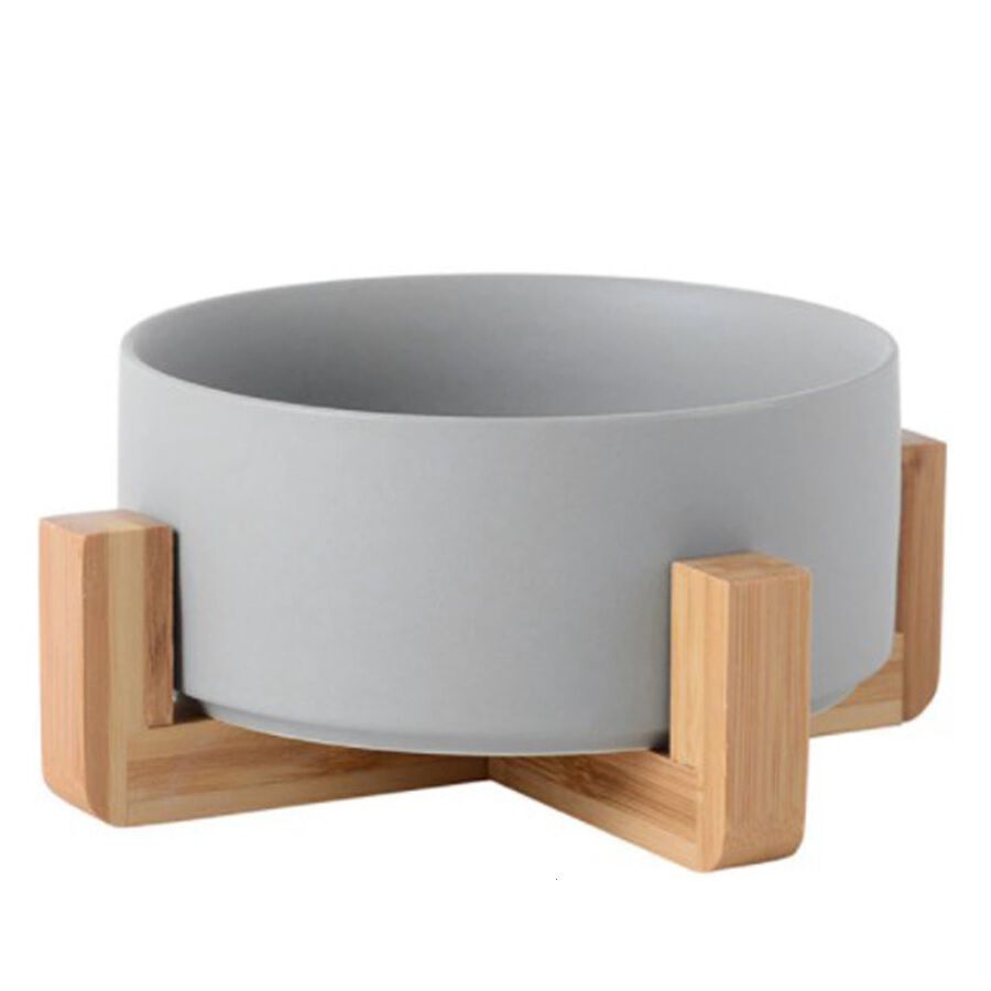 Comedero o cuenco de cer&aacute;mica para mascotas gris, , large Imagen numero 1