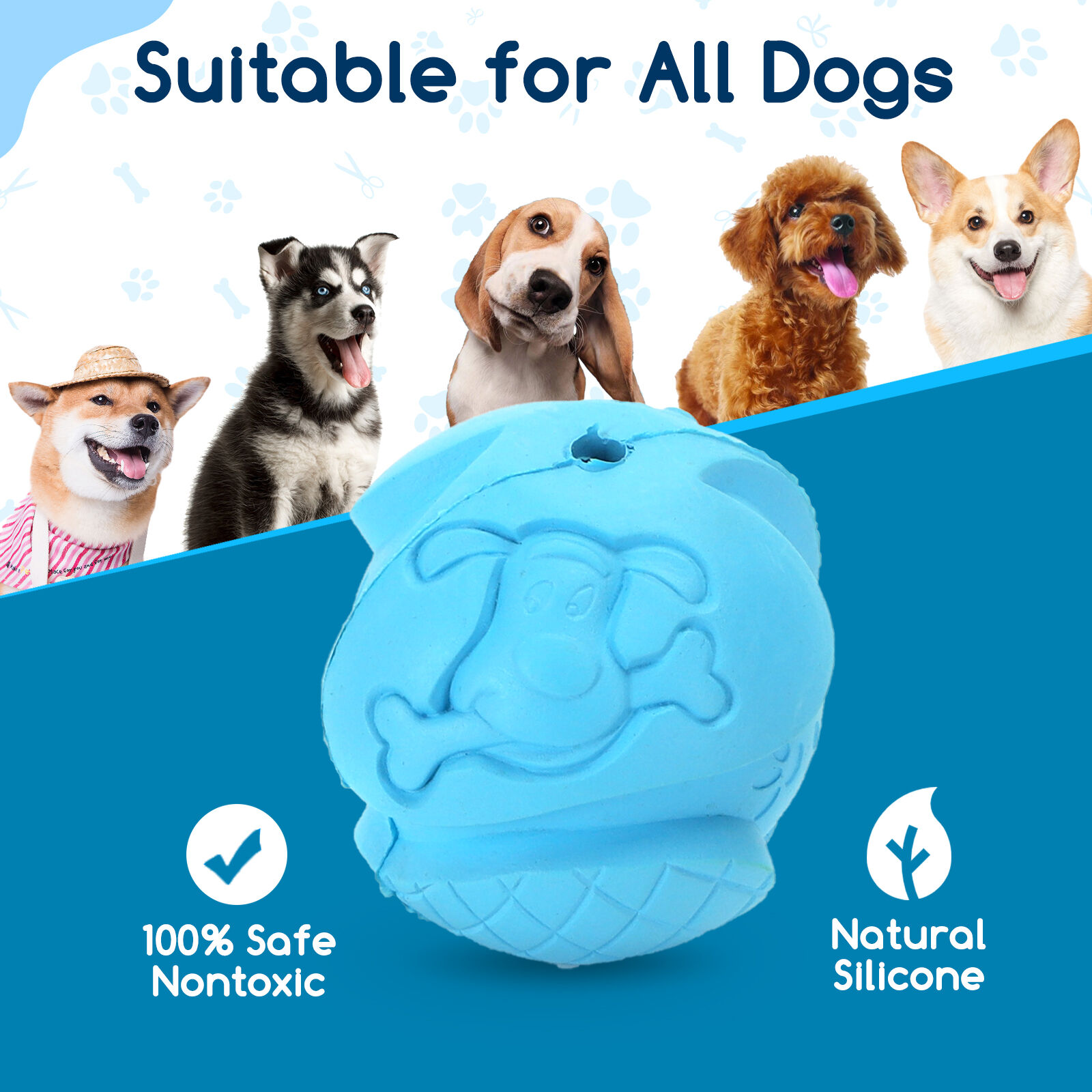 Nobleza Pelota Perros, Pelota de Juguete para Perros, Dispensador de Aperitivos Interactivo Mascotas, Pelota Fun para Masticar Jugar Entrenamiento, Bolas de Caucho Natural &Oslash; 6 cm, , large Imagen numero 4