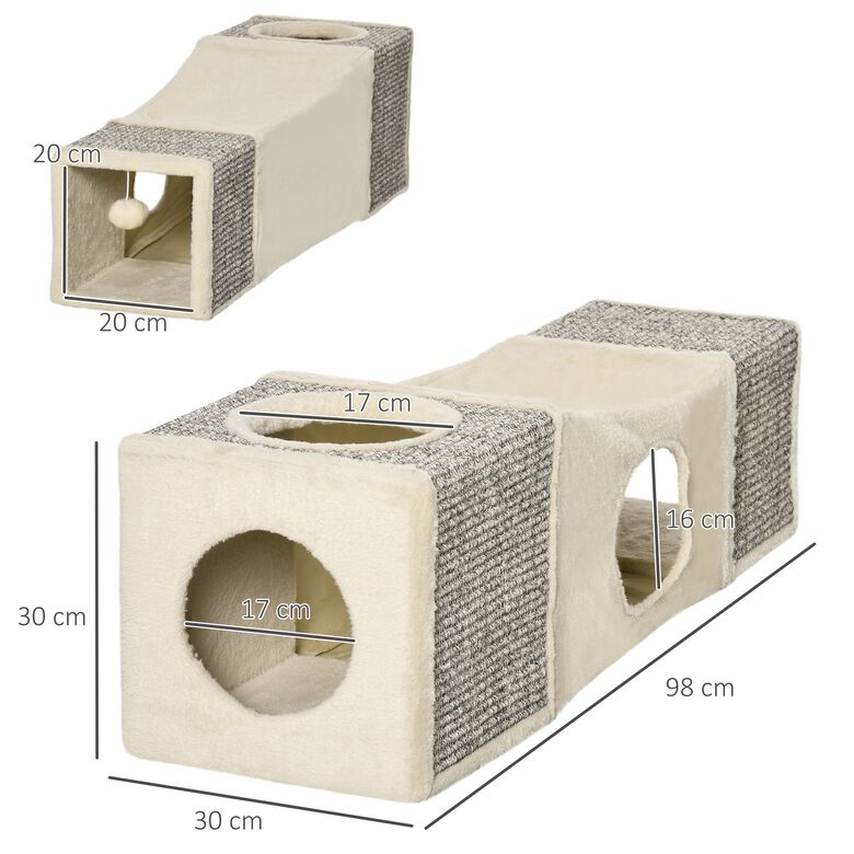 PawHut Túnel para Gatos de Interior  Plegable con Múltiples Entradas crema thumbnail