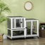 PawHut Conejera de Madera para Interior Jaula para Conejos Mascotas Pequeñas de 2 Niveles con 6 Ruedas 2 Escaleras 3 Bandejas Extraíbles y Zona Abierta 110x50x86 cm Gris, , large indicador imagen numero 2