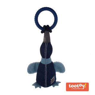 Tootoy! Comfort Denim Duck peluche con sonido y cuerda para perros