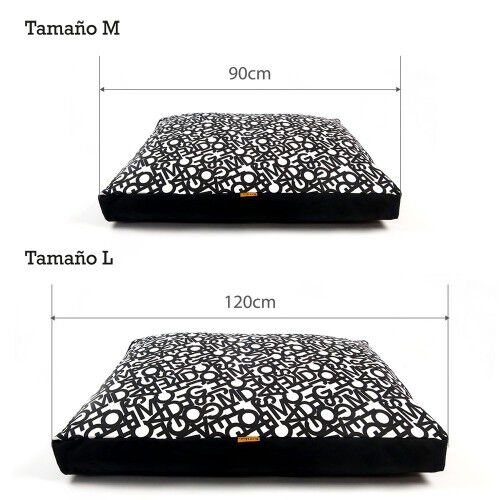 Cama para perros Abecedario colchón antiácaros negra thumbnail