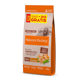 12 kg (10 + 2 kg &iexcl;gratis!) Nature's Variety Healthy Grain Adult Medium Maxi Pollo pienso para perros