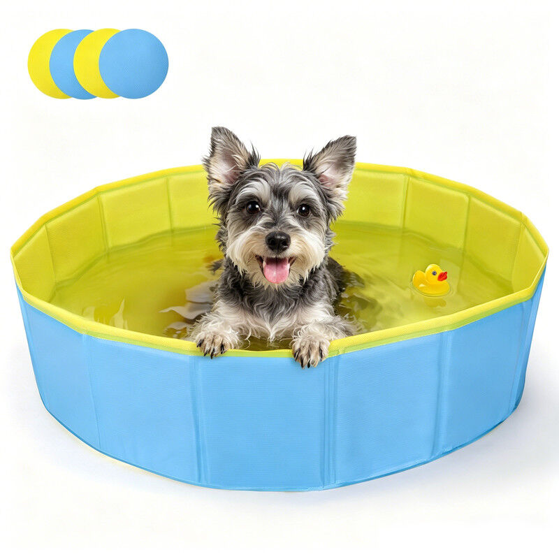 Nobleza Piscina Plegable para Perros 120x30 cm &ndash; Ba&ntilde;era Antideslizante con Paneles de PP R&iacute;gido &ndash; Ideal para Mascotas Medianas &ndash; Azul y Amarillo, , large Imagen numero 6