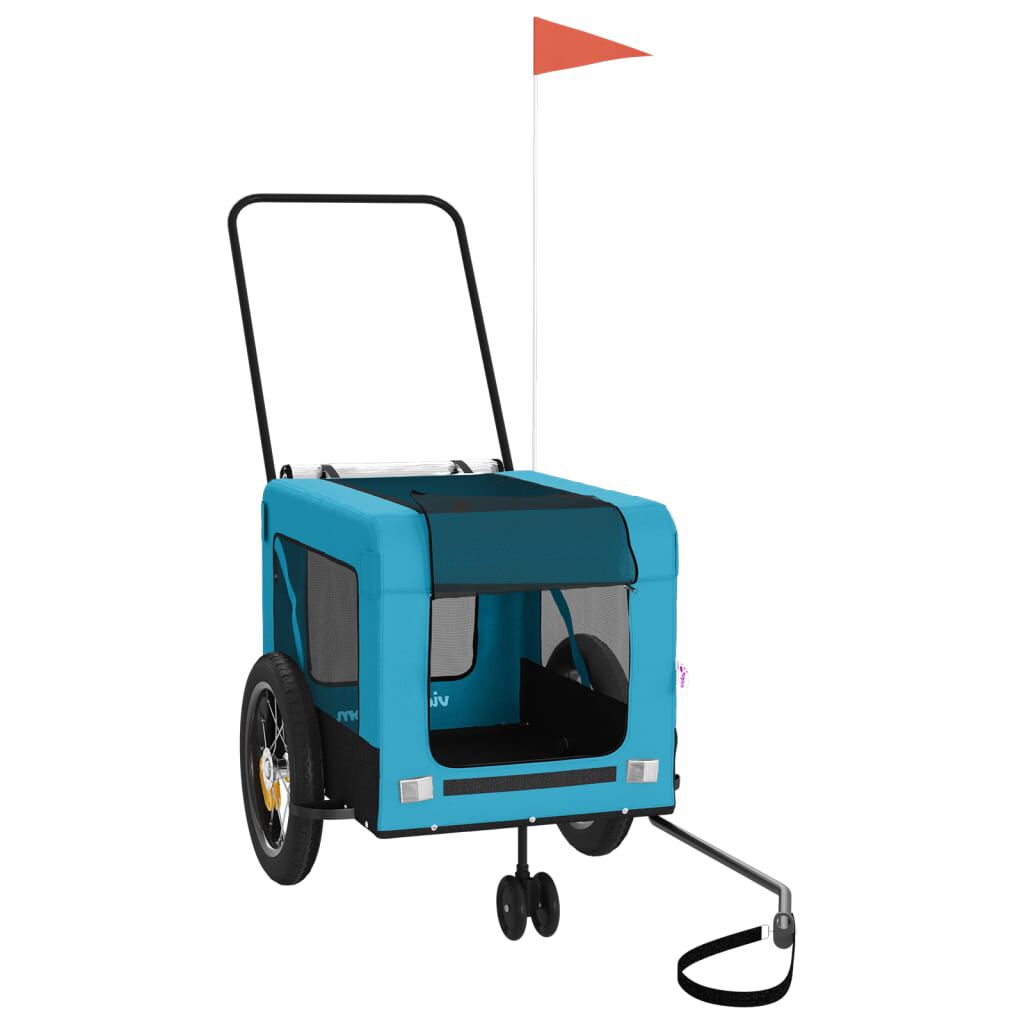 vidaXL Remolque de bicicleta para perros hierro tela Oxford azul negro, , large Imagen numero 14