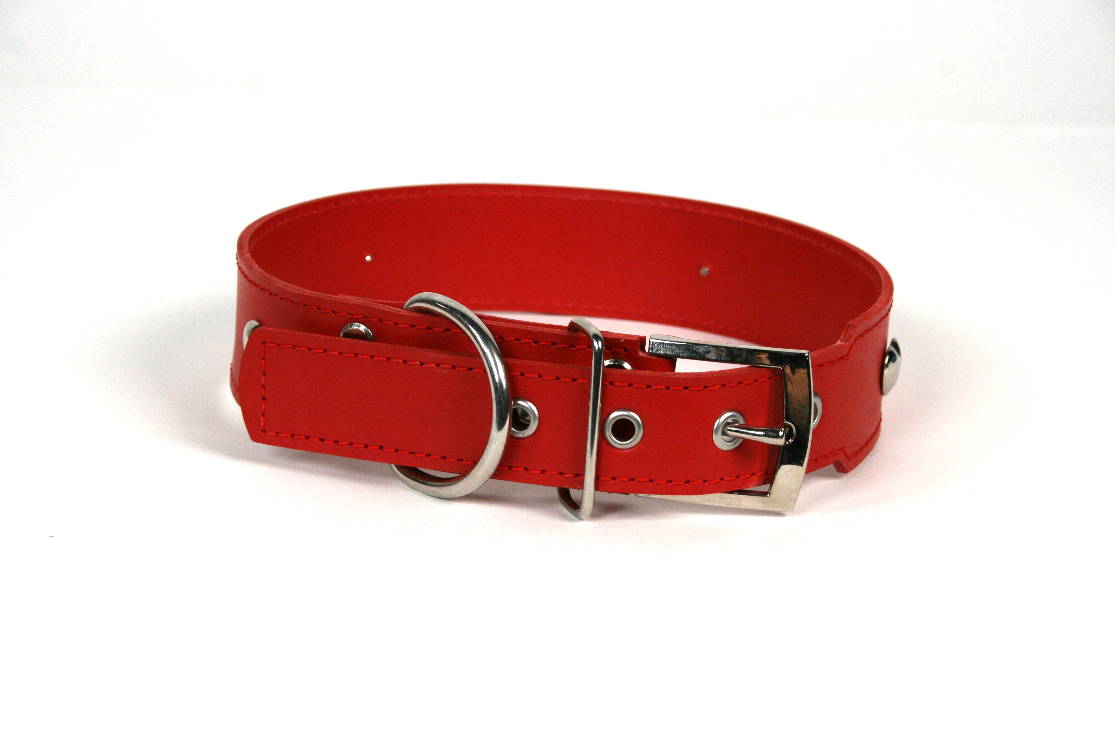 COLLAR DE PIEL ROJO CON  CORAZON, , large Imagen numero 2