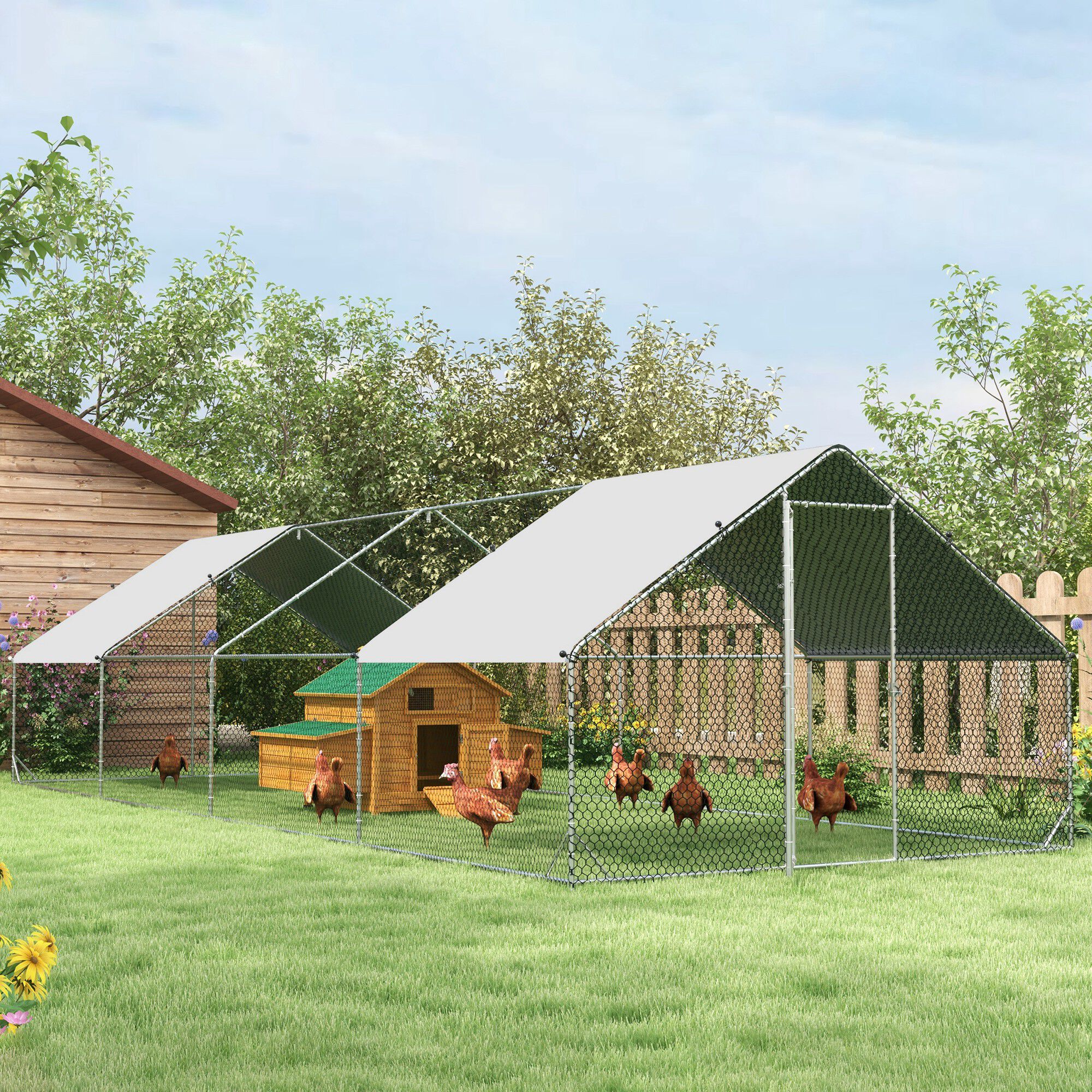 PawHut conjunto Gallinero de Madera y Acero Galvanizado para gallinas thumbnail