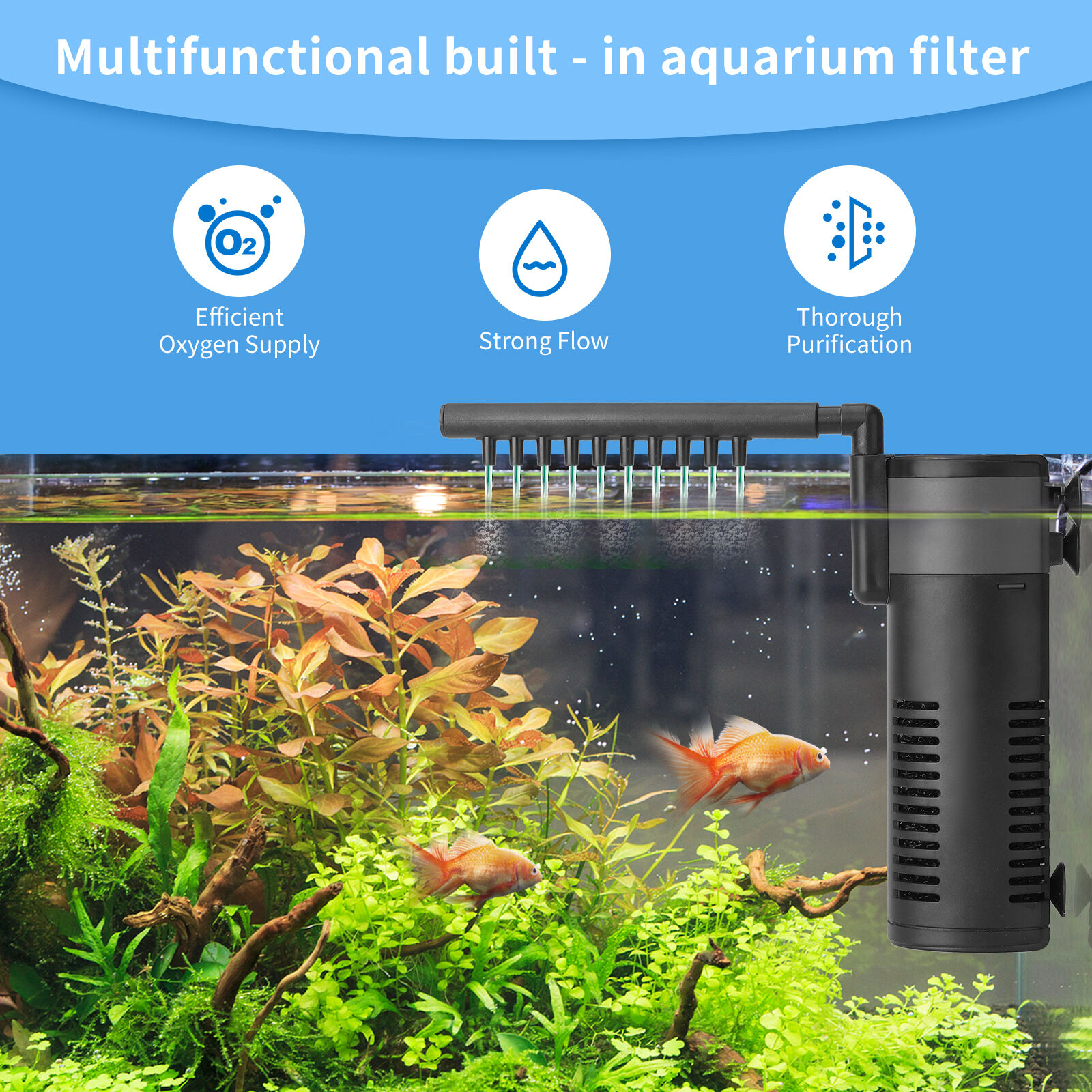 Nobleza - 8w Filtro de acuario interno para agua limpia y saludable, f&aacute;cil de mantener, filtraci&oacute;n mec&aacute;nica, biol&oacute;gica y qu&iacute;mica, varios tama&ntilde;os, , large Imagen numero 5