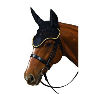 Orejera crochet Roma para caballos color  Negro/ Oro