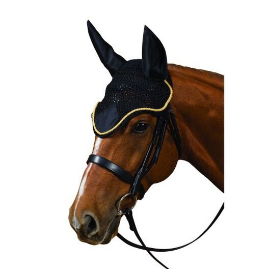 Orejera crochet Roma para caballos color  Negro/ Oro, , large image number null