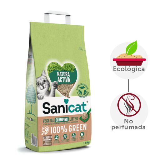 Sanicat Natura Activa 100% Green Arena Vegetal para gatos, , large image number null