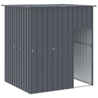 VidaXL Caseta con tejado de acero gris para perros