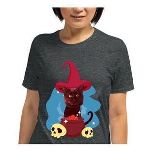 Mascochula camiseta mujer el brujo personalizada con tu mascota gris oscuro