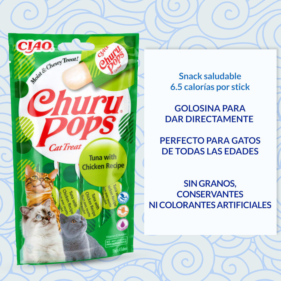 4 sobres x 15 g Churu Palitos Pops de At&uacute;n y Pollo para gatos, , large Imagen numero 4
