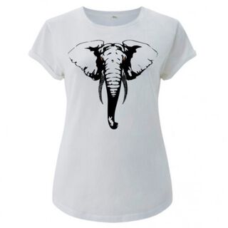 Camiseta manga corta mujer algodón elefante color Blanco
