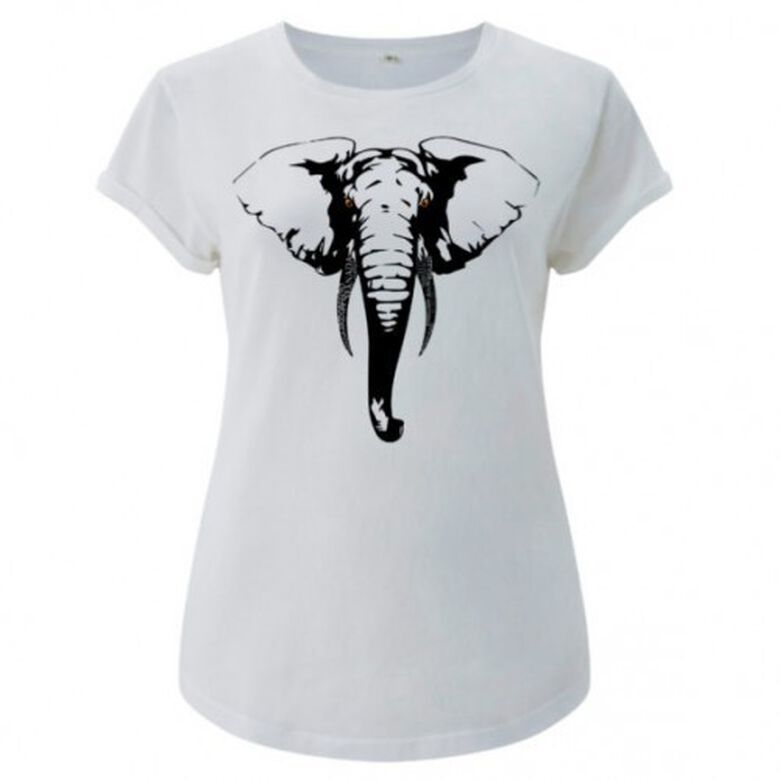 Camiseta manga corta mujer algodón elefante color Blanco