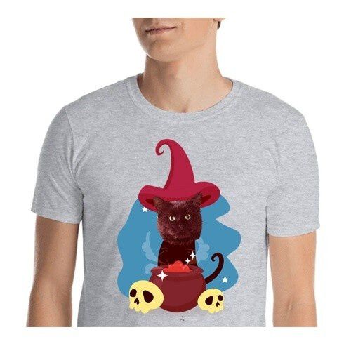 Mascochula camiseta hombre el brujo personalizada con tu mascota gris thumbnail