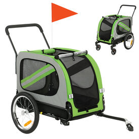 PawHut Remolque de Bicicleta Perro Verde