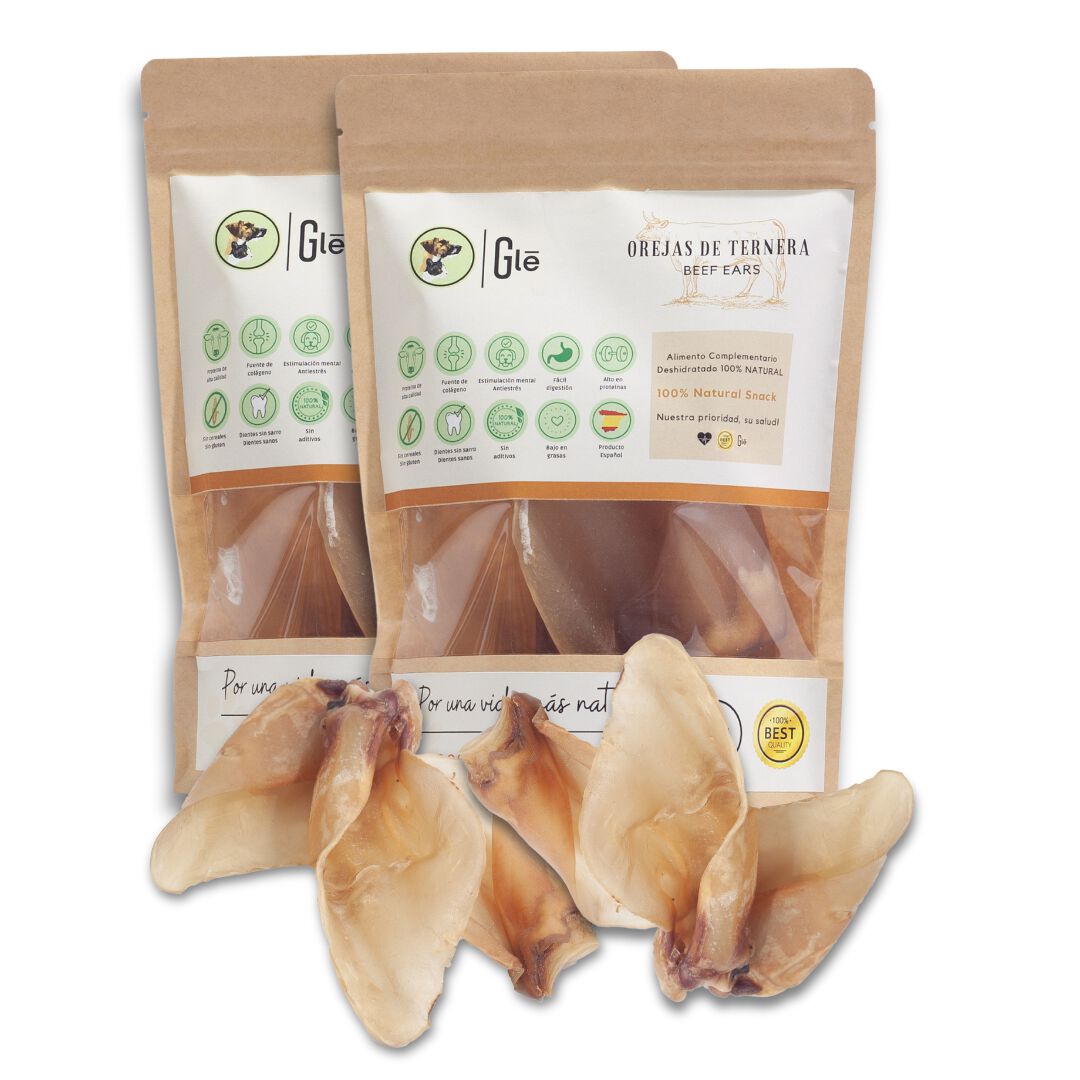 GLE PETS OREJAS DE TERNERA. PREMIOS PARA PERROS 100% NATURALES 3UD POR BOLSA, , large Imagen numero 1